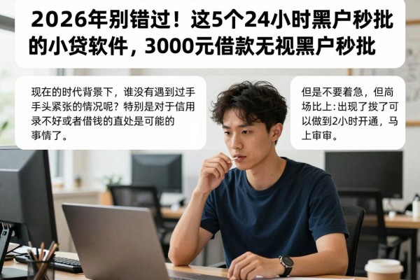 2026年别错过！这5个24小时黑户秒批的小贷软件，3000元借款无视黑户秒批