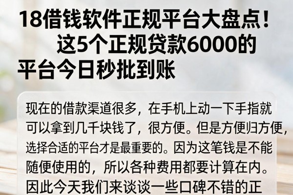 18借钱软件正规平台大盘点！这5个正规贷款6000的平台今日秒批到账