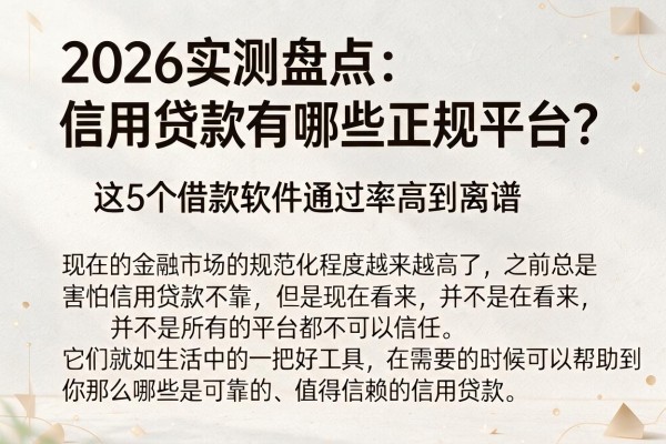 2026实测盘点:信用贷款有哪些正规平台?这5个借款软件通过率高到离谱