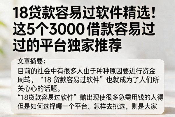 18贷款容易过软件精选！这5个3000借款容易过的平台独家推荐