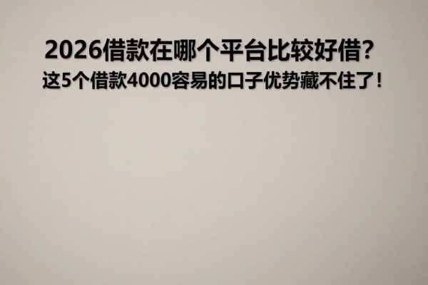 2026借款在哪个平台比较好借？这5个借款4000容易的口子优势藏不住了！