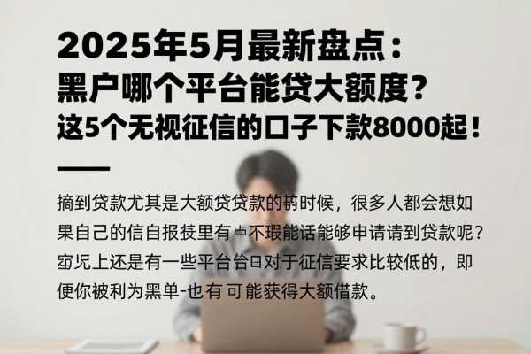2025年5月最新盘点：黑户哪个平台能贷大额度？这5个无视征信的口子下款8000起！