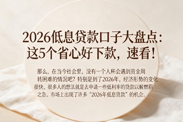 2026低息贷款口子大盘点:这5个省心好下款,速看!