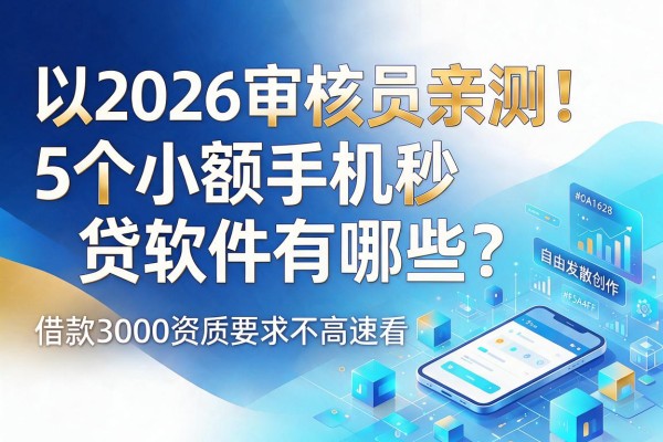 2026审核员亲测!5个小额手机秒贷软件有哪些?借款3000资质要求不高速看
