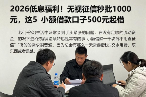 2026低息福利!无视征信秒批1000元,这5个小额借款口子500元起借