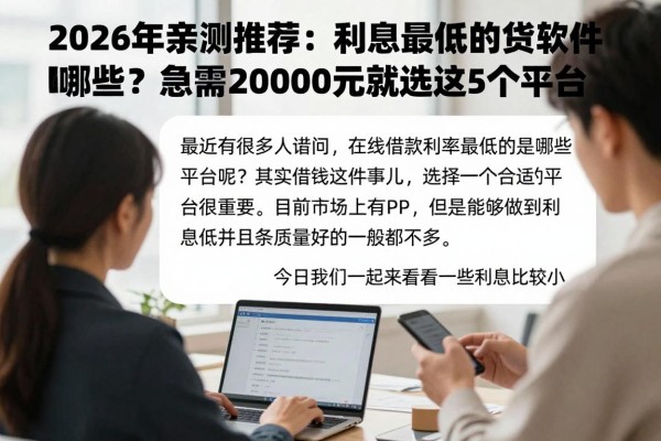 2026年亲测推荐：利息最低的借贷软件有哪些？急需20000元就选这5个平台！