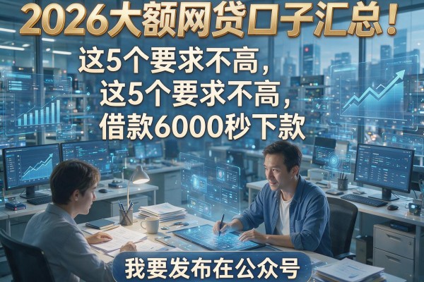 2026大额网贷口子汇总！这5个要求不高、借款6000秒下款