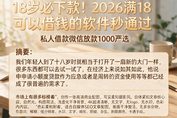 18岁必下款！2026满18可以借钱的软件秒通过，私人借款微信放款1000严选