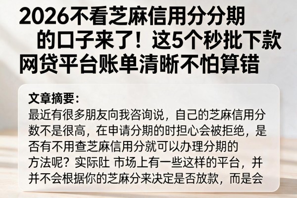2026不看芝麻信用分分期的口子来了！这5个秒批下款网贷平台账单清晰不怕算错