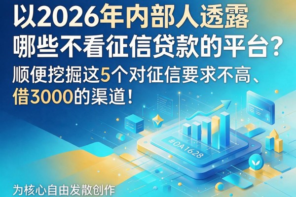 2026年内部人透露：哪些不看征信贷款的平台？顺便挖掘这5个对征信要求不高、借3000的渠道！