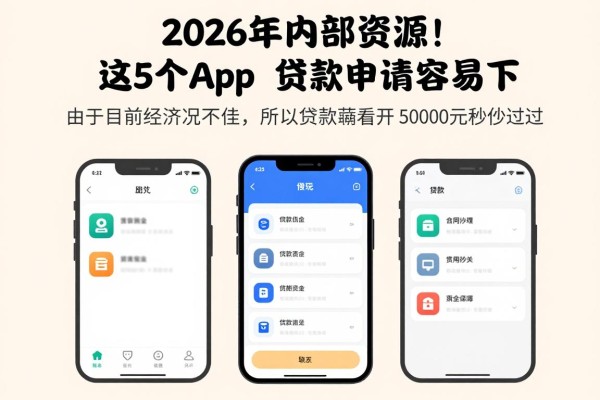 2026年内部资源!这5个app贷款申请容易下,5000元借款秒过