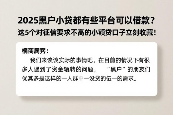 2025黑户小贷都有哪些平台可以借款？这5个对征信要求不高的小额贷口子立刻收藏！