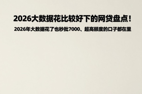 2026大数据花比较好下的网贷盘点！2026年大数据花了也能秒批7000、超高额度的口子都在这里