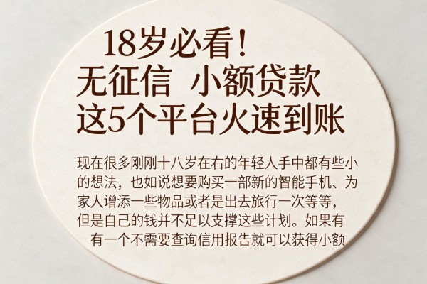 18岁必看！无征信小额贷款这5个平台火速到账