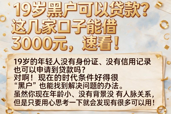 19岁黑户可以贷款？这几家口子能借3000元，速看！