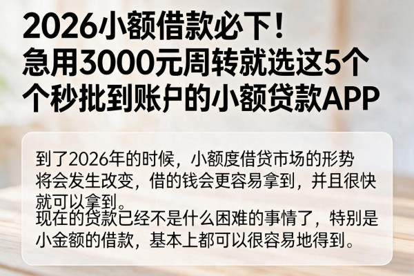 2026小额借款必下!急用3000元周转就选这5个秒批到账的小额贷款APP