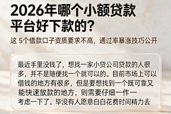 2026年哪个小额贷款平台好下款的？这5个借款口子资质要求不高，通过率暴涨技巧公开