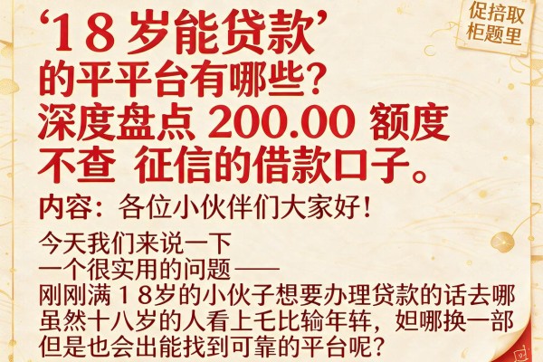 18岁能贷款的平台有哪些？深度盘点20000额度不查征信的借款口子