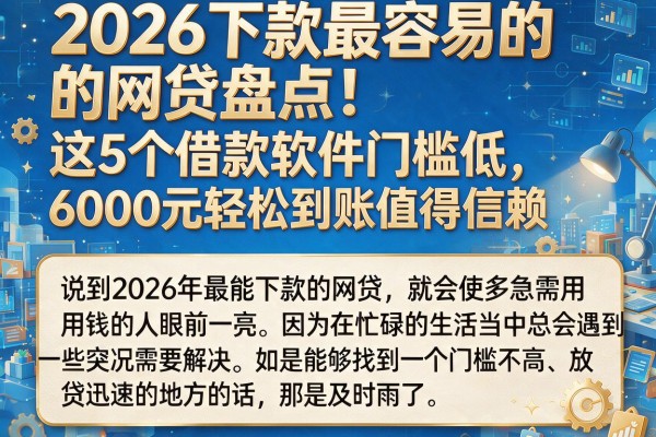 2026下款最容易的网贷盘点!这5个借款软件门槛低,6000元轻松到账值得信赖