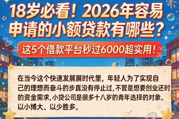 18岁必看!2026年容易申请的小额贷款有哪些?这5个借款平台秒过6000超实用!