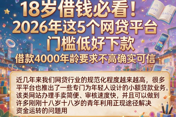 18岁借钱必看!2026年这5个网贷平台门槛低好下款,借款4000年龄要求不高确实可信