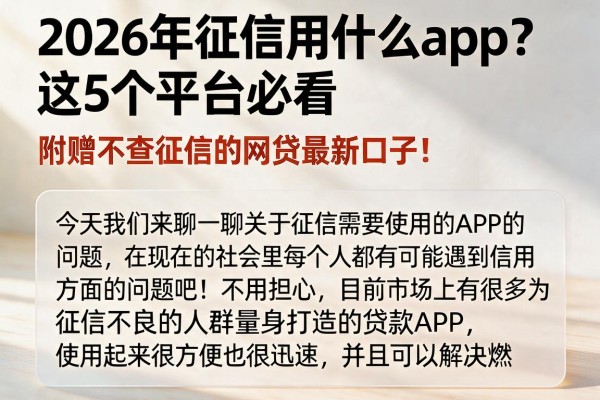 2026年征信用什么app？这5个平台必看，附赠不查征信的网贷最新口子！