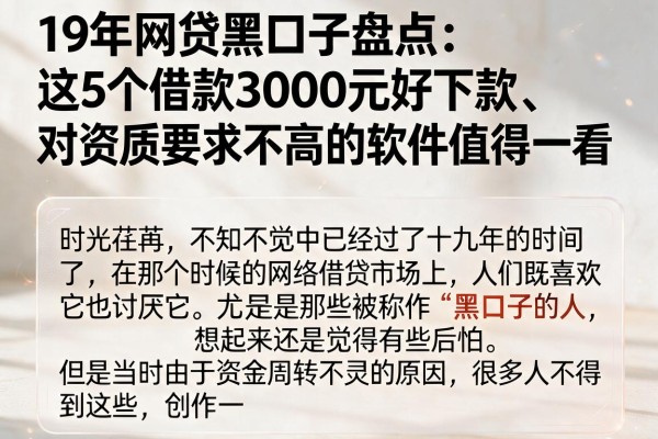 19年网贷黑口子盘点：这5个借款3000元好下款、对资质要求不高的软件值得一看