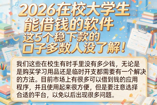 2026在校大学生能借钱的软件,这5个稳下款的口子多数人没了解!