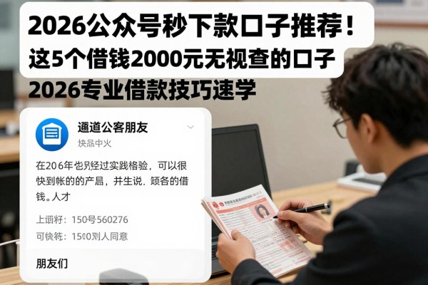 2026公众号秒下款口子推荐!这5个借钱2000元无视查的口子,2026专业借款技巧速学