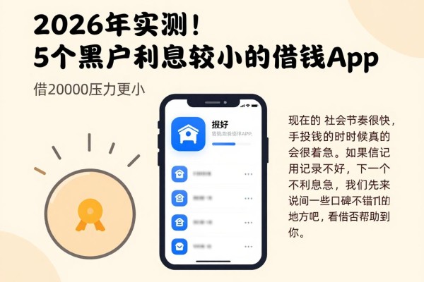 2026年实测!5个黑户利息比较小的借钱app,借20000压力更小