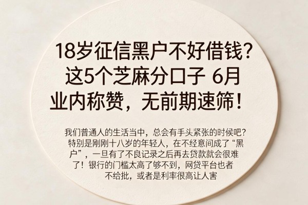 18岁征信黑户不好借钱?这5个芝麻分口子6月业内称赞,无前期速筛!