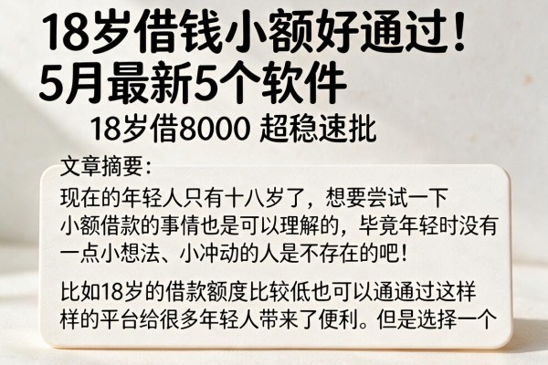18岁借钱小额好通过！5月最新5个软件，18岁借8000超稳速批