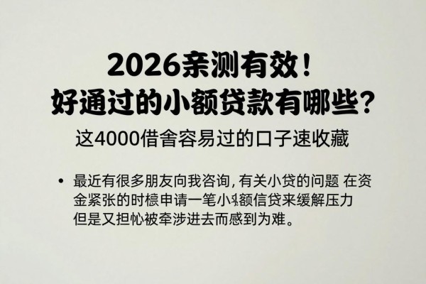 2026亲测有效!好通过的小额贷款有哪些?这4000借款容易过的口子速收藏
