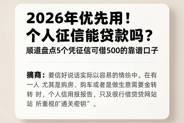 2026年优先启用！个人征信能贷款吗？顺道盘点5个凭征信可借500的靠谱口子