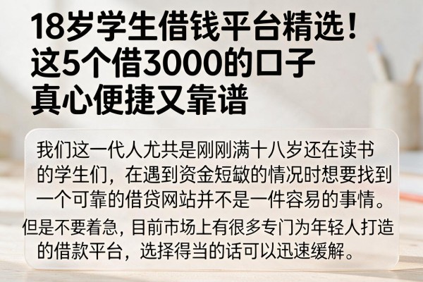 18岁学生借钱平台精选!这5个借3000的口子真心便捷又靠谱