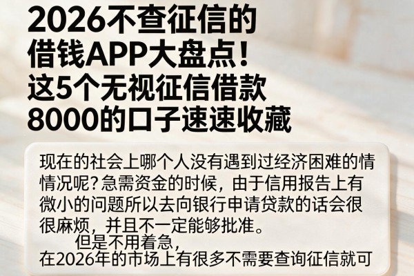 2026不查征信的借钱APP大盘点!这5个无视征信借款8000的口子速速收藏