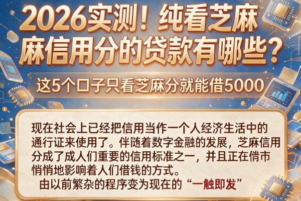 2026实测!纯看芝麻信用分的贷款有哪些?这5个口子只看芝麻分就能借5000