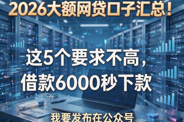 2026大额网贷口子汇总！这5个要求不高、借款6000秒下款
