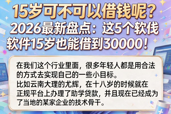 15岁可不可以借钱呢?2026最新盘点:这5个软件15岁也能借到30000!