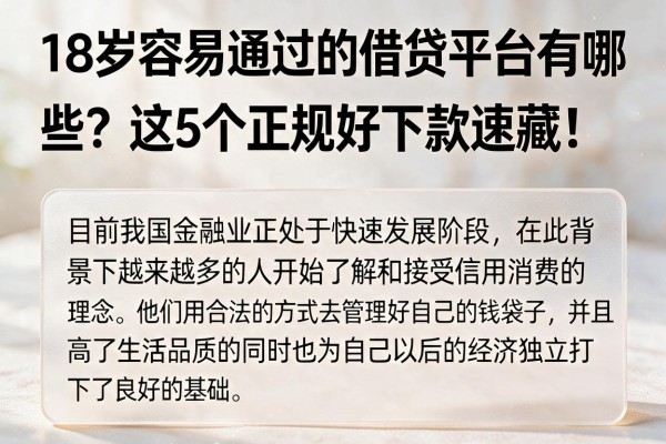 18岁容易通过的借贷平台有哪些？这5个正规好下款速藏！