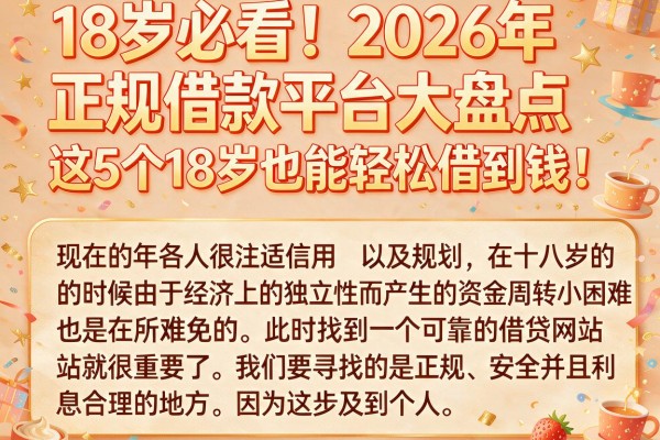18岁必看！2026年正规借款平台大盘点，这5个18岁也能轻松借到钱！