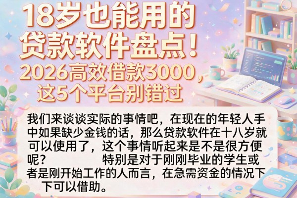 18岁也能用的贷款软件盘点!2026高效借款3000,这5个平台别错过