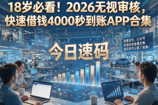 18岁必看！2026无视审核快速借钱4000秒到账APP合集，今日速码