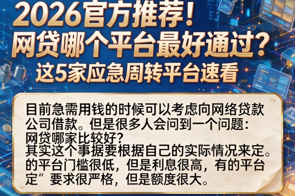 2026官方推荐!网贷哪个平台最好通过?这5家应急周转平台速看