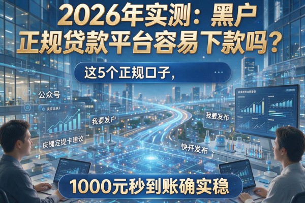 2026年实测：黑户正规贷款平台容易下款吗？这5个正规口子，1000元秒到账确实稳！