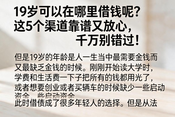 19岁可以在哪里借钱呢？这5个渠道靠谱又放心，千万别错过！