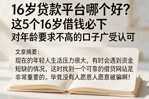 16岁贷款平台哪个好?这5个16岁借钱必下、对年龄要求不高的口子广受认可