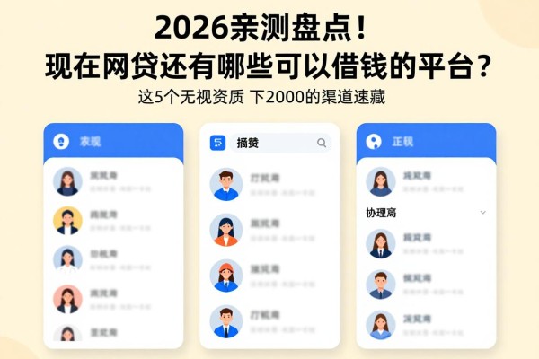 2026亲测盘点!现在网贷还有哪些可以借钱的平台?这5个无视资质秒下2000的渠道速藏