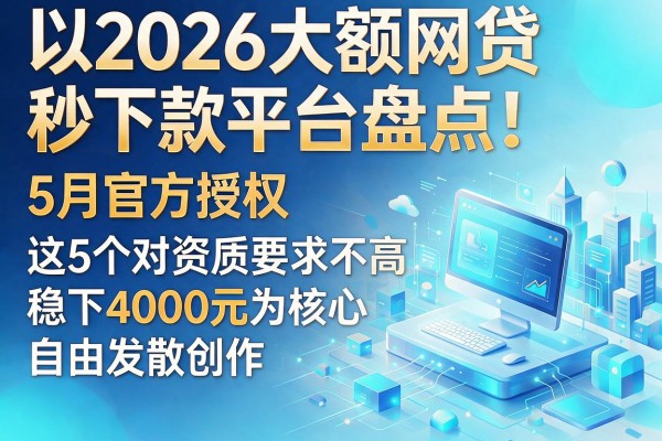2026大额网贷秒下款平台盘点!5月官方授权,这5个对资质要求不高,稳下4000元