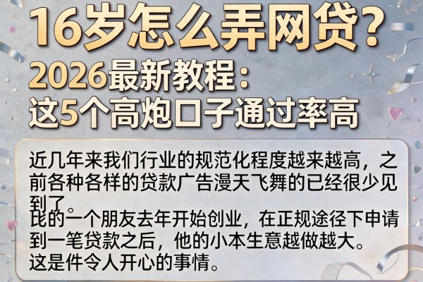 16岁怎么弄网贷？2026最新教程：这5个高炮口子通过率高